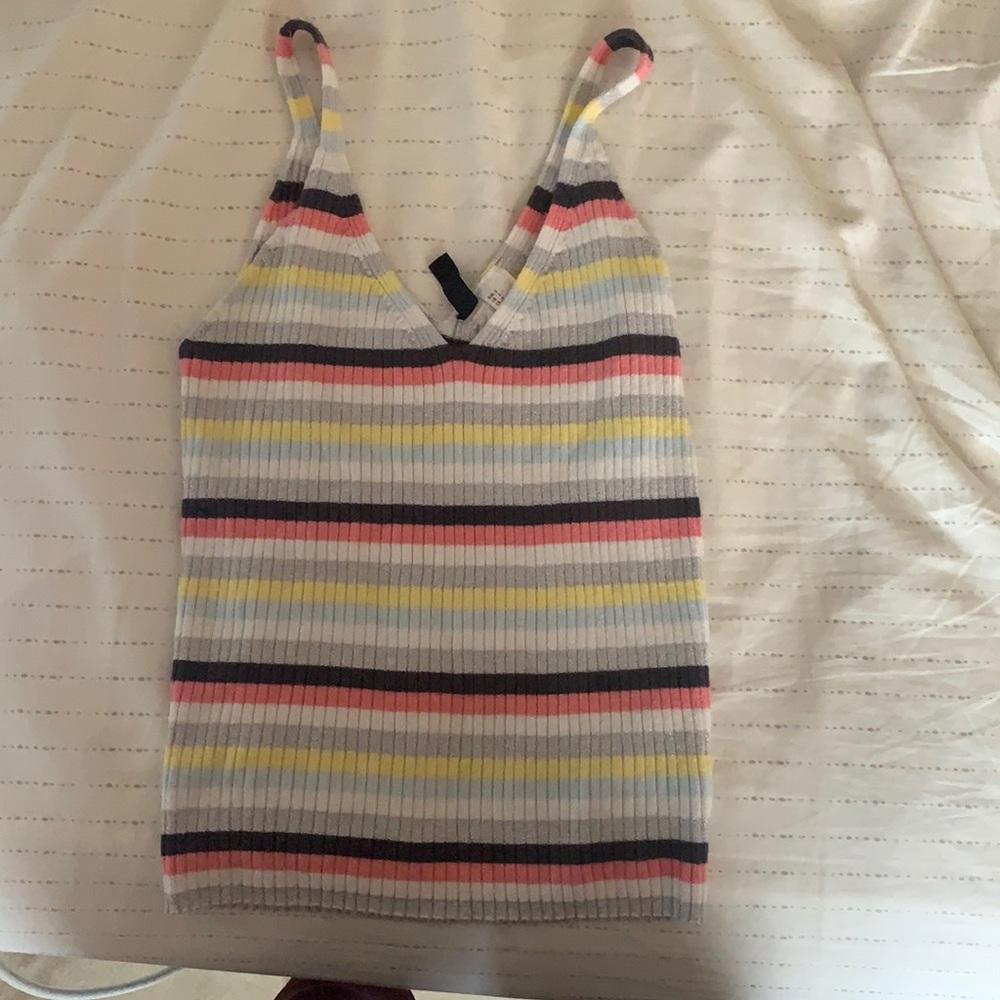 H&M striped sweater tank crop top size small